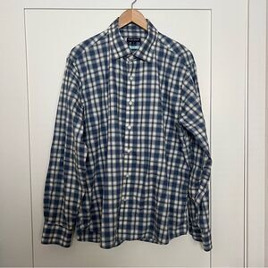 Peter Millar Shirt Mens XL Blue Plaid Crown Crafted Flex Finish Button Up Cotton